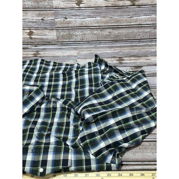 Wrangler Mens Western Pearl Snap‎ Long Sleeve Green Blue No Size Tag See Pics - Picture 5 of 6